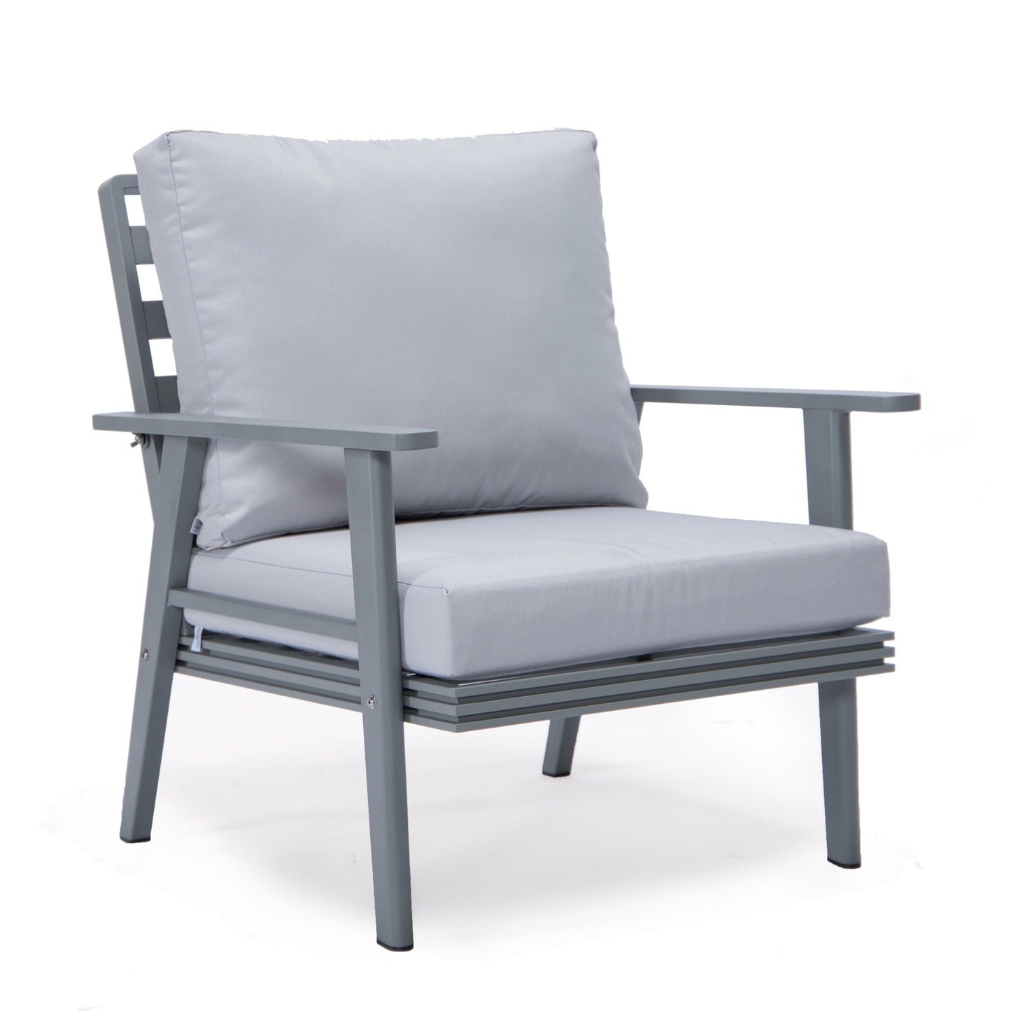 Walbrooke Modern 3-Piece Outdoor Patio Set with Grey Aluminum Frame and Removable Cushions Loveseat and Set of 2 Armchairs
