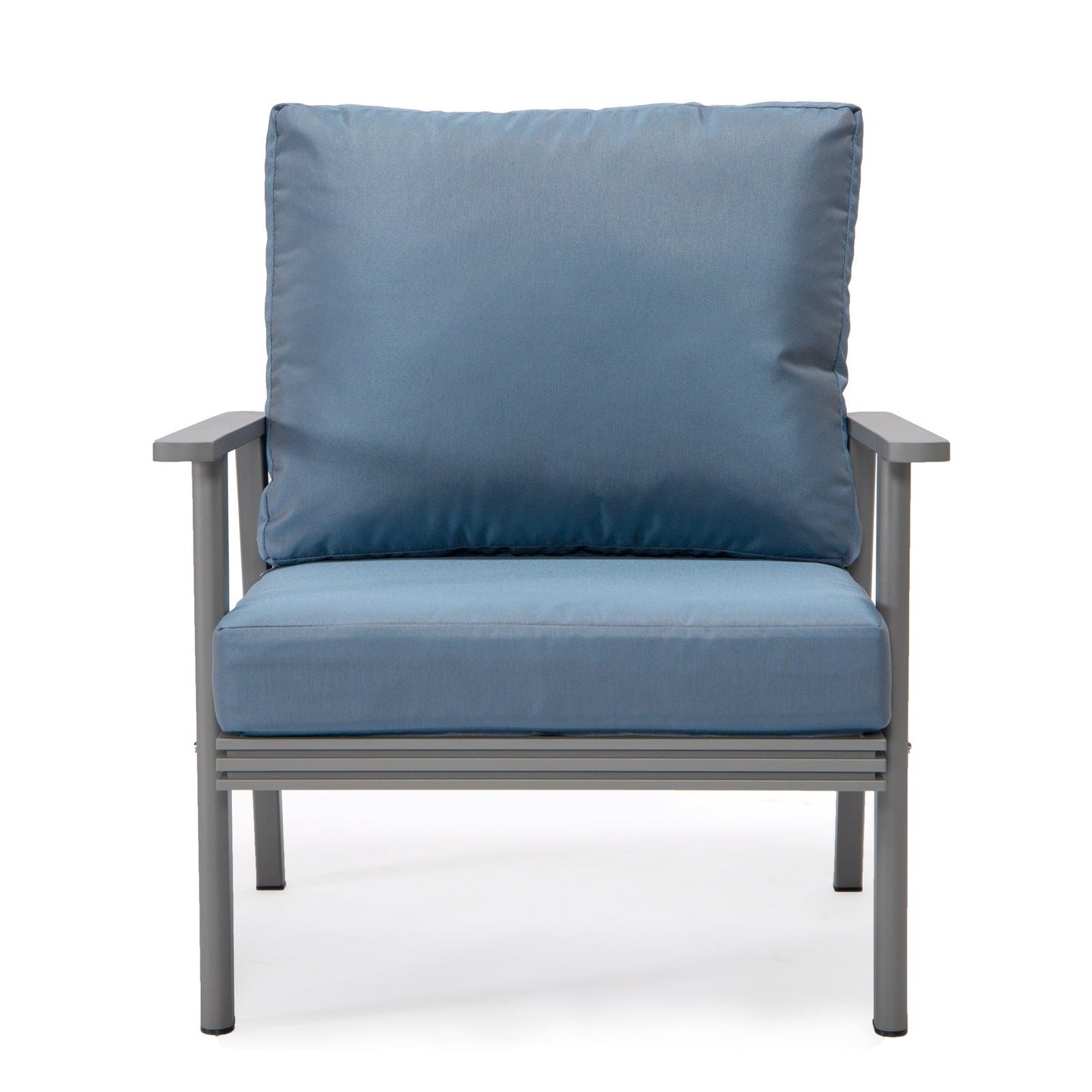 Walbrooke Modern 3-Piece Outdoor Patio Set with Grey Aluminum Frame and Removable Cushions Loveseat and Set of 2 Armchairs