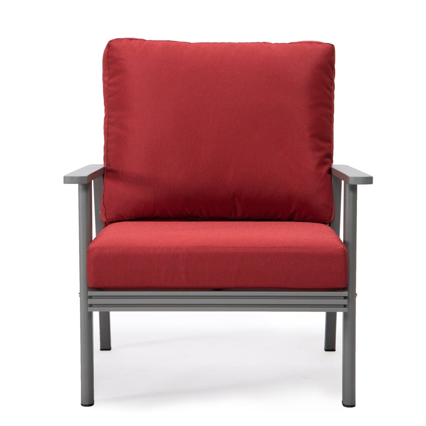 Walbrooke Modern 3-Piece Outdoor Patio Set with Grey Aluminum Frame and Removable Cushions Loveseat and Set of 2 Armchairs