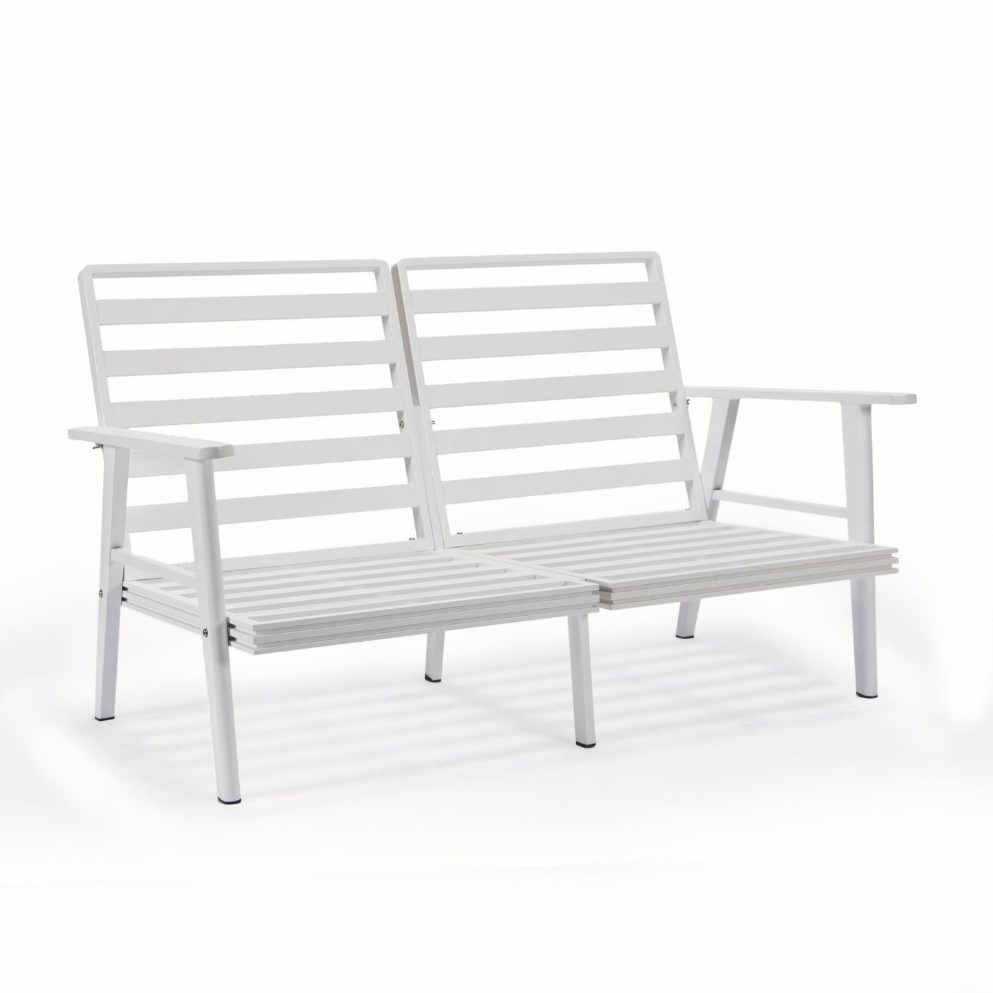 Walbrooke Modern Outdoor Patio Loveseat with White Aluminum Frame and Removable Cushions