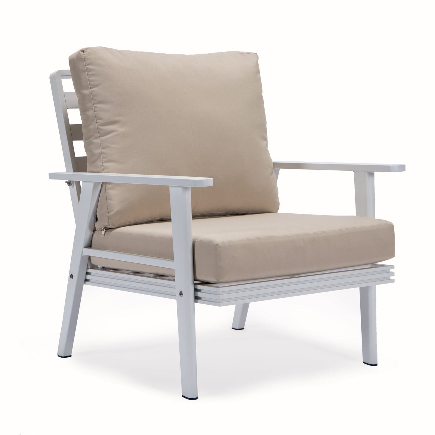 Walbrooke Modern 3-Piece Outdoor Patio Set with White Aluminum Frame and Removable Cushions Loveseat and Set of 2 Armchairs