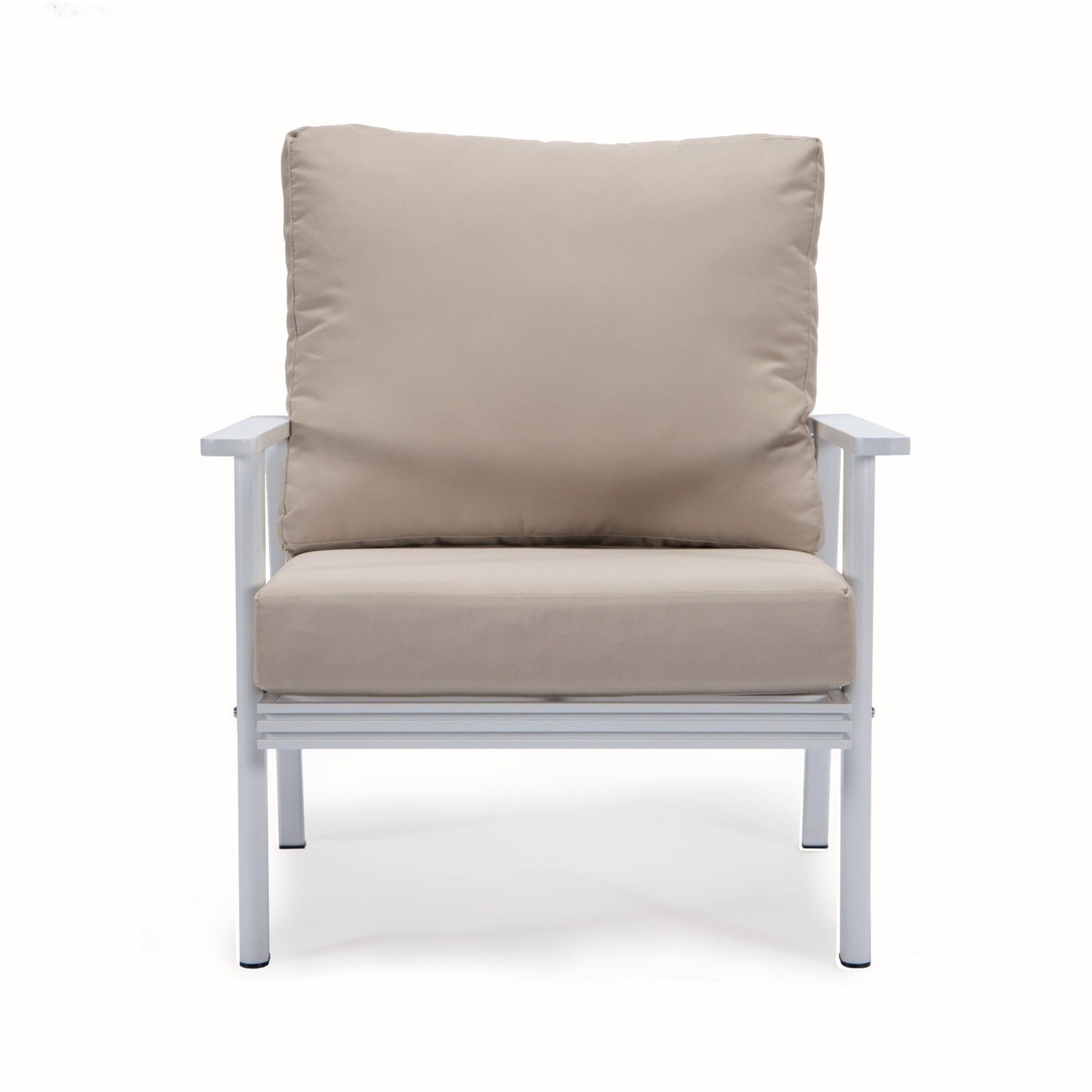 Walbrooke Modern 3-Piece Outdoor Patio Set with White Aluminum Frame and Removable Cushions Loveseat and Set of 2 Armchairs