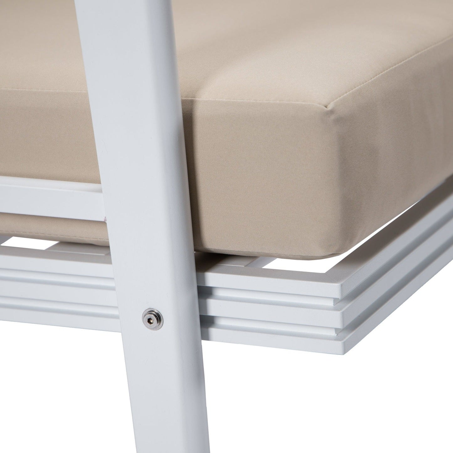 Walbrooke Modern 3-Piece Outdoor Patio Set with White Aluminum Frame and Removable Cushions Loveseat and Set of 2 Armchairs