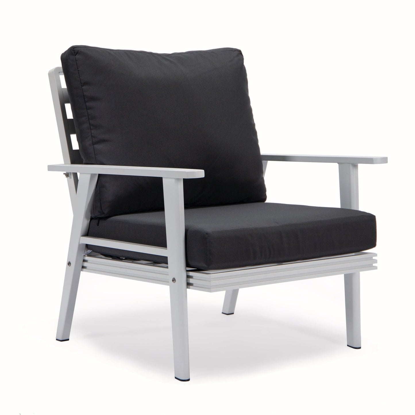 Walbrooke Modern 3-Piece Outdoor Patio Set with White Aluminum Frame and Removable Cushions Loveseat and Set of 2 Armchairs