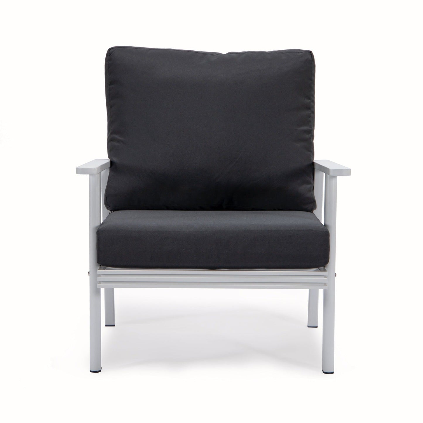 Walbrooke Modern 3-Piece Outdoor Patio Set with White Aluminum Frame and Removable Cushions Loveseat and Set of 2 Armchairs