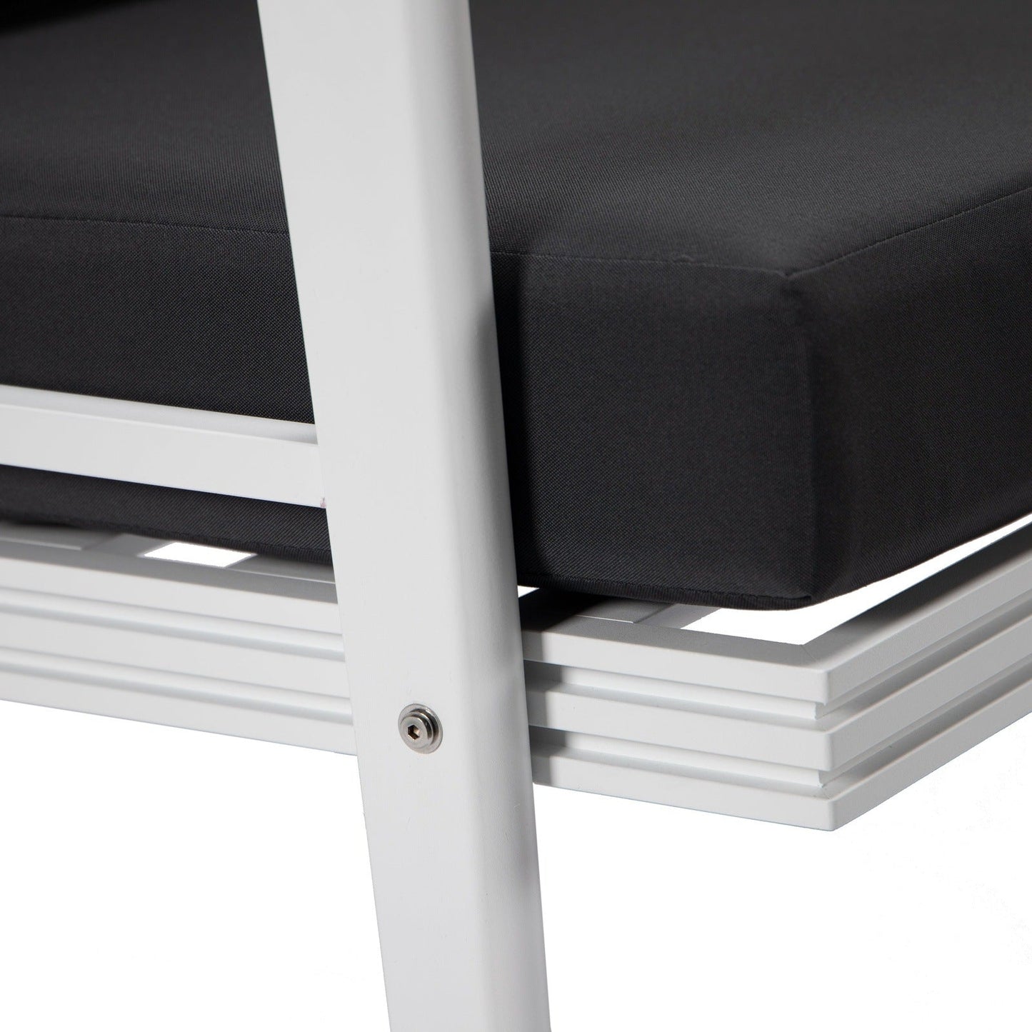 Walbrooke Modern 3-Piece Outdoor Patio Set with White Aluminum Frame and Removable Cushions Loveseat and Set of 2 Armchairs