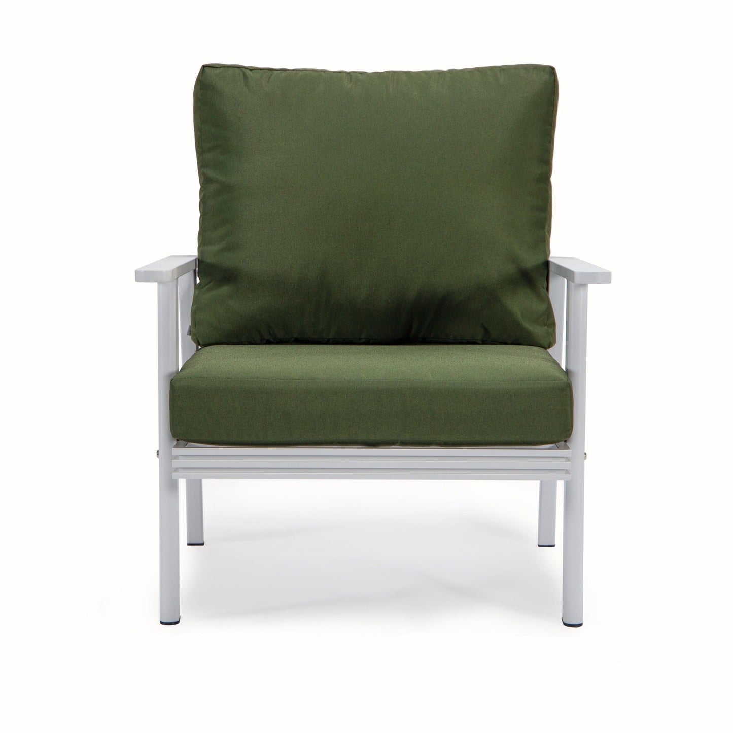 Walbrooke Modern 3-Piece Outdoor Patio Set with White Aluminum Frame and Removable Cushions Loveseat and Set of 2 Armchairs