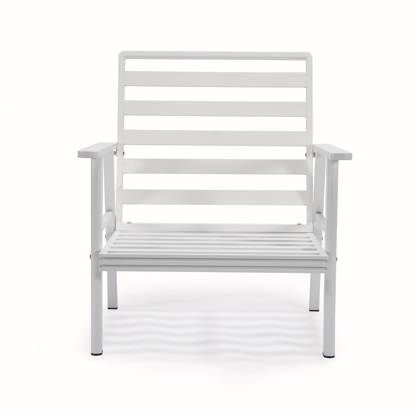 Walbrooke Modern 3-Piece Outdoor Patio Set with White Aluminum Frame and Removable Cushions Loveseat and Set of 2 Armchairs