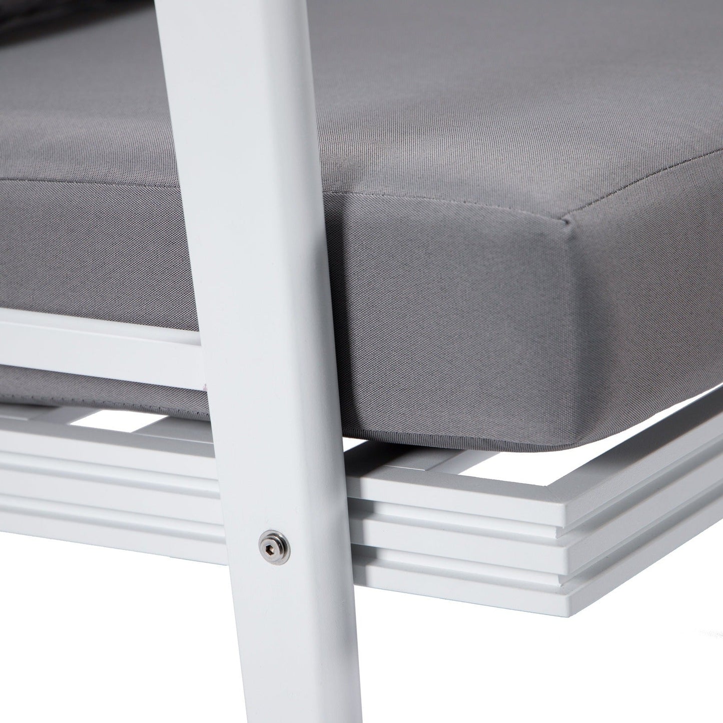 Walbrooke Modern 3-Piece Outdoor Patio Set with White Aluminum Frame and Removable Cushions Loveseat and Set of 2 Armchairs