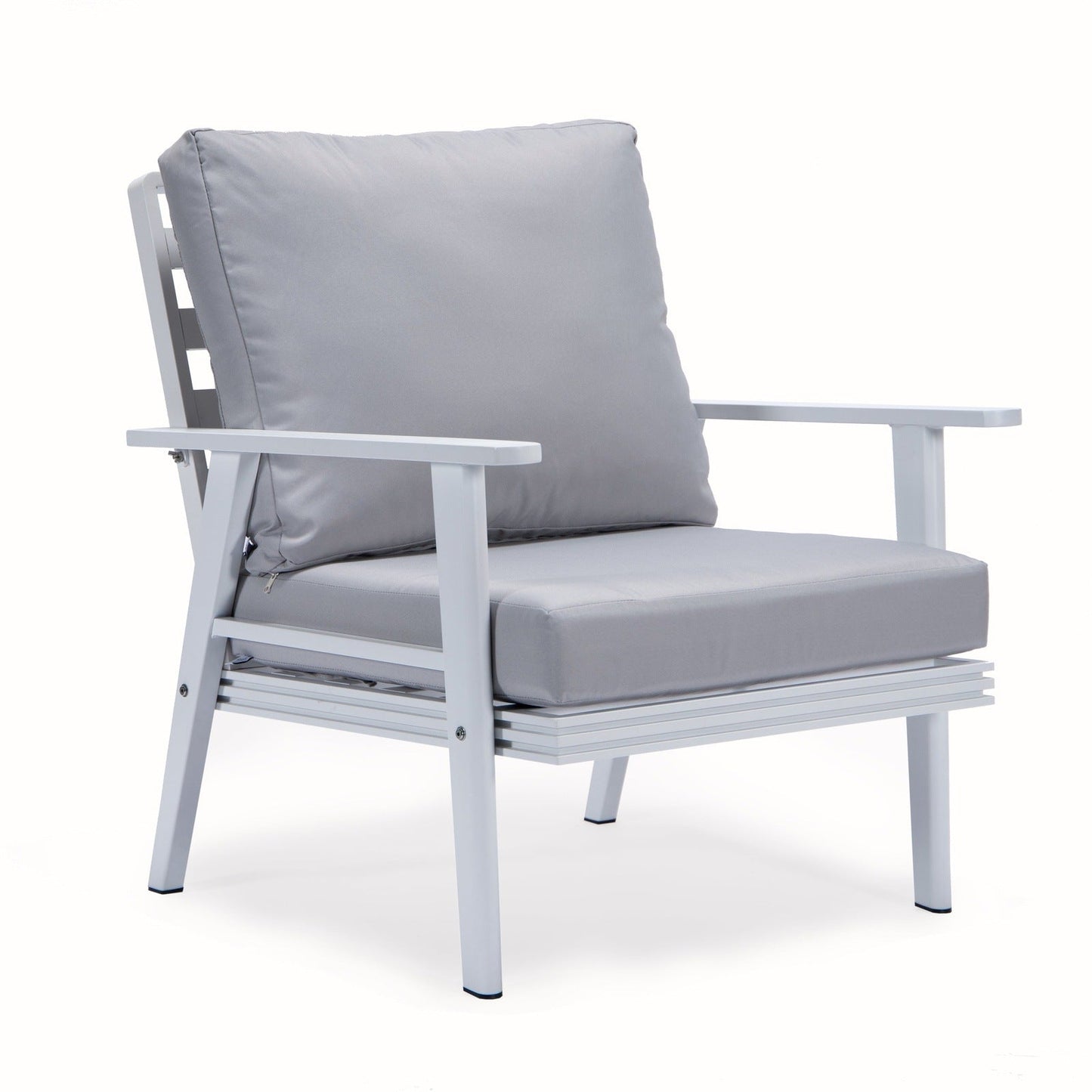 Walbrooke Modern 3-Piece Outdoor Patio Set with White Aluminum Frame and Removable Cushions Loveseat and Set of 2 Armchairs