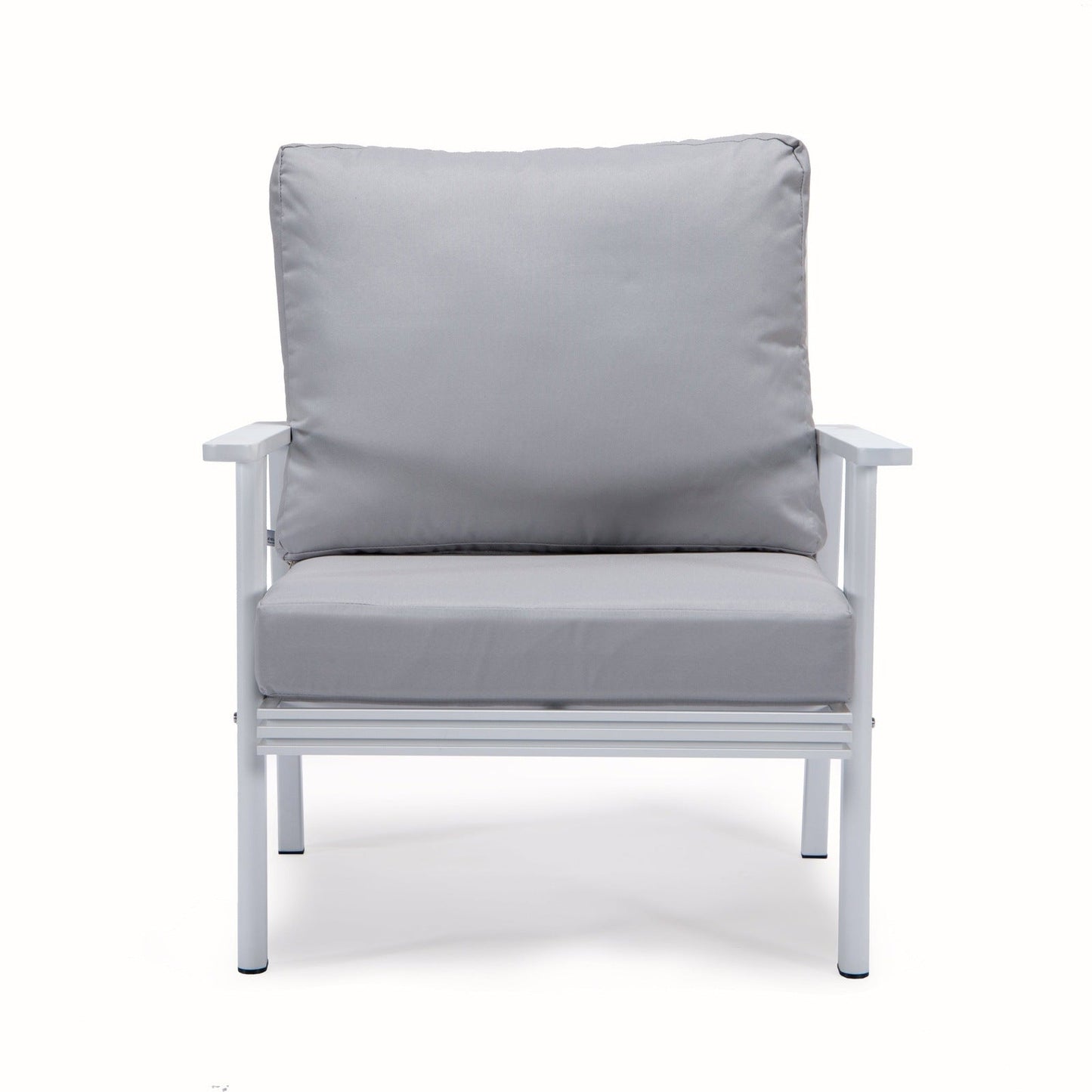 Walbrooke Modern 3-Piece Outdoor Patio Set with White Aluminum Frame and Removable Cushions Loveseat and Set of 2 Armchairs