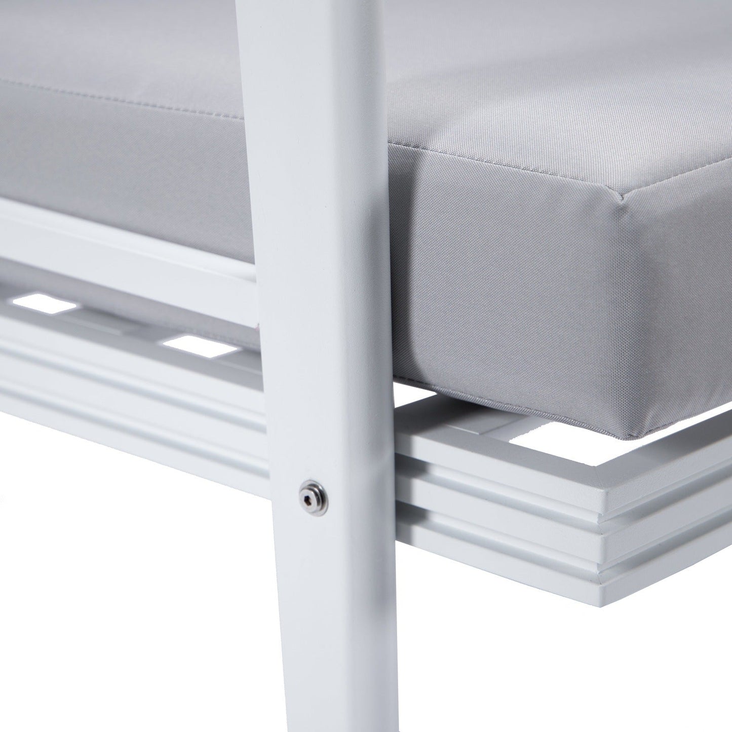 Walbrooke Modern 3-Piece Outdoor Patio Set with White Aluminum Frame and Removable Cushions Loveseat and Set of 2 Armchairs