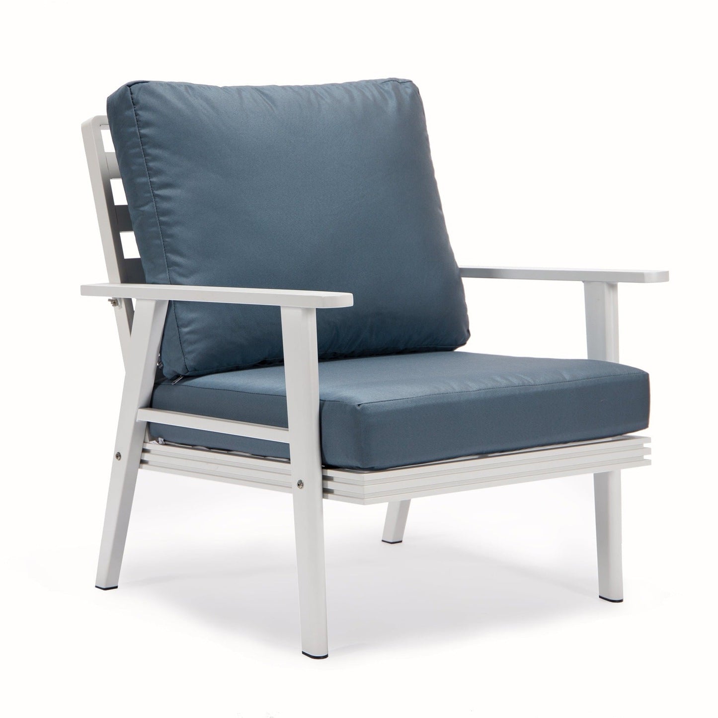 Walbrooke Modern 3-Piece Outdoor Patio Set with White Aluminum Frame and Removable Cushions Loveseat and Set of 2 Armchairs