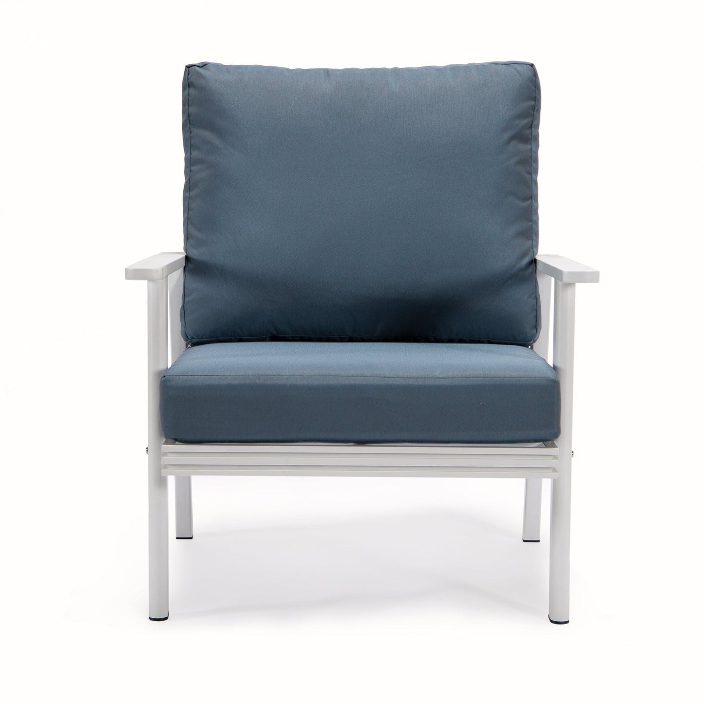 Walbrooke Modern 3-Piece Outdoor Patio Set with White Aluminum Frame and Removable Cushions Loveseat and Set of 2 Armchairs