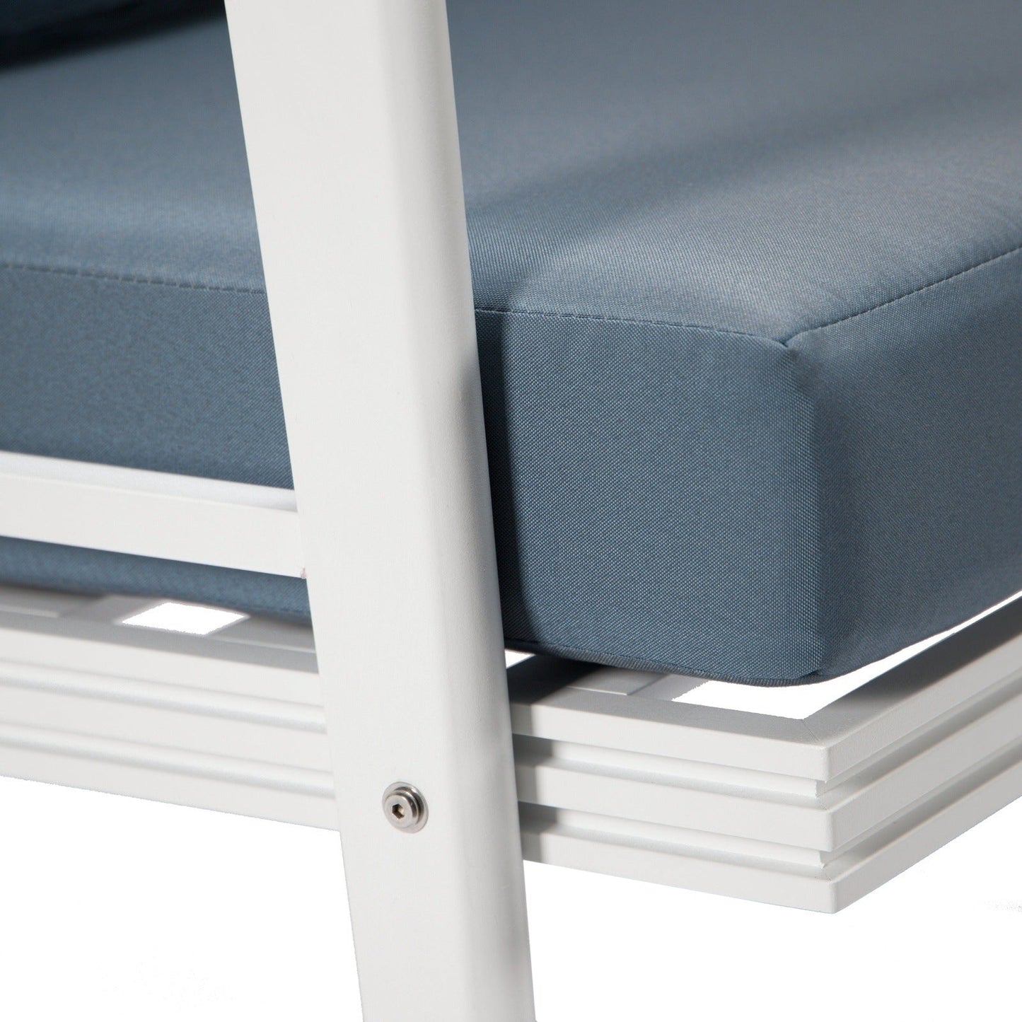 Walbrooke Modern 3-Piece Outdoor Patio Set with White Aluminum Frame and Removable Cushions Loveseat and Set of 2 Armchairs