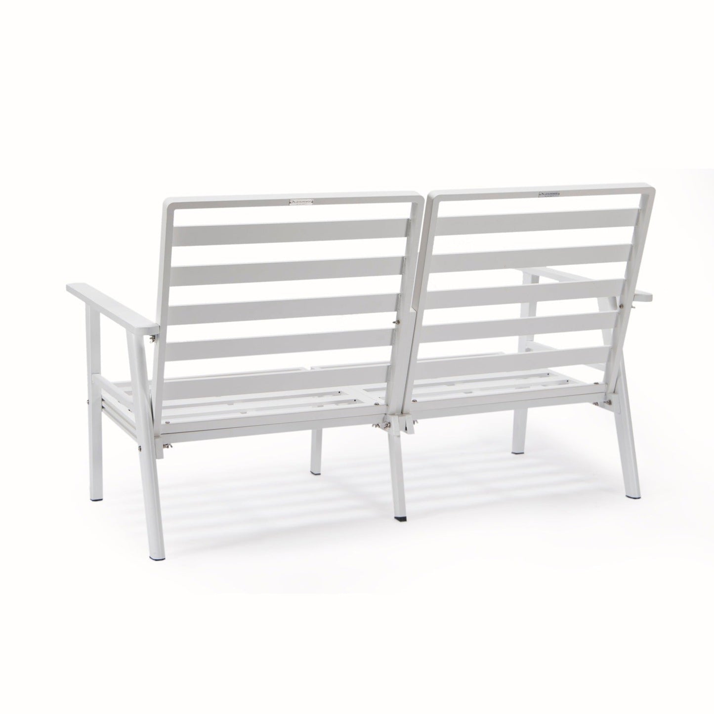 Walbrooke Modern 3-Piece Outdoor Patio Set with White Aluminum Frame and Removable Cushions Loveseat and Set of 2 Armchairs