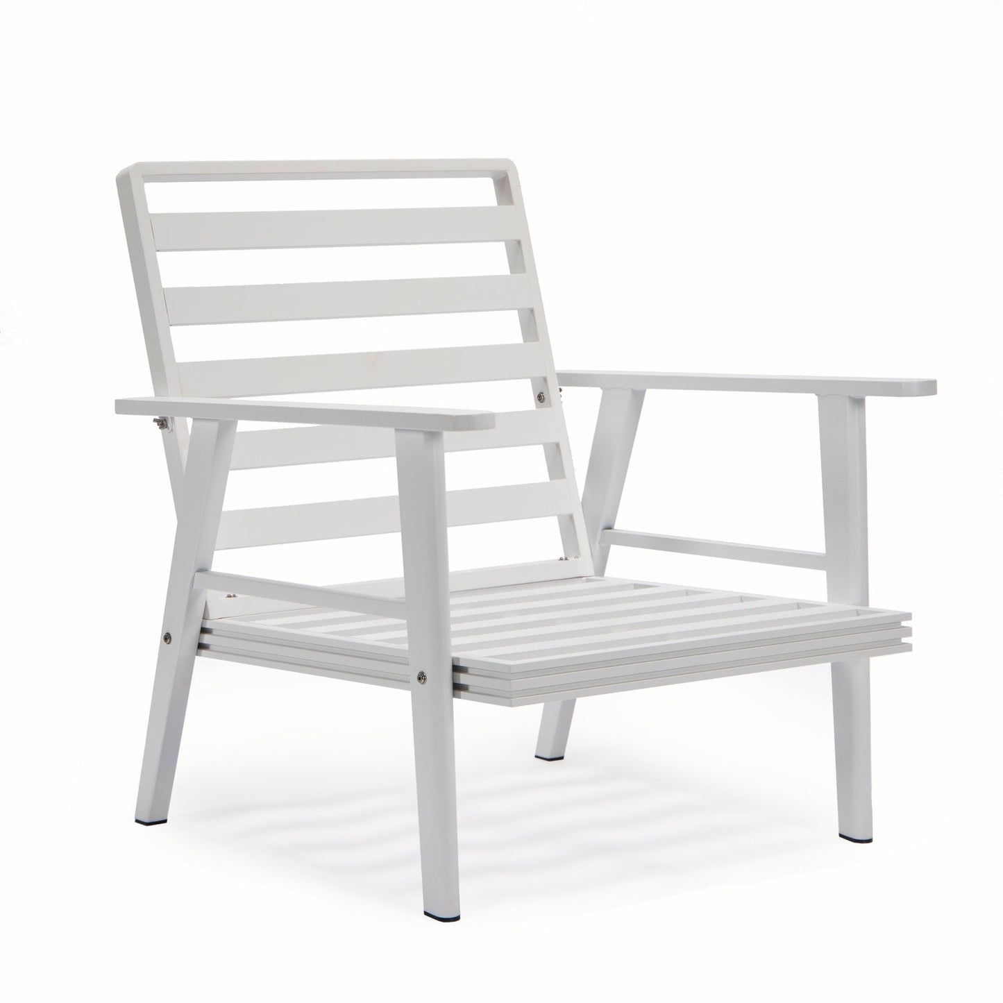 Walbrooke Modern 3-Piece Outdoor Patio Set with White Aluminum Frame and Removable Cushions Loveseat and Set of 2 Armchairs
