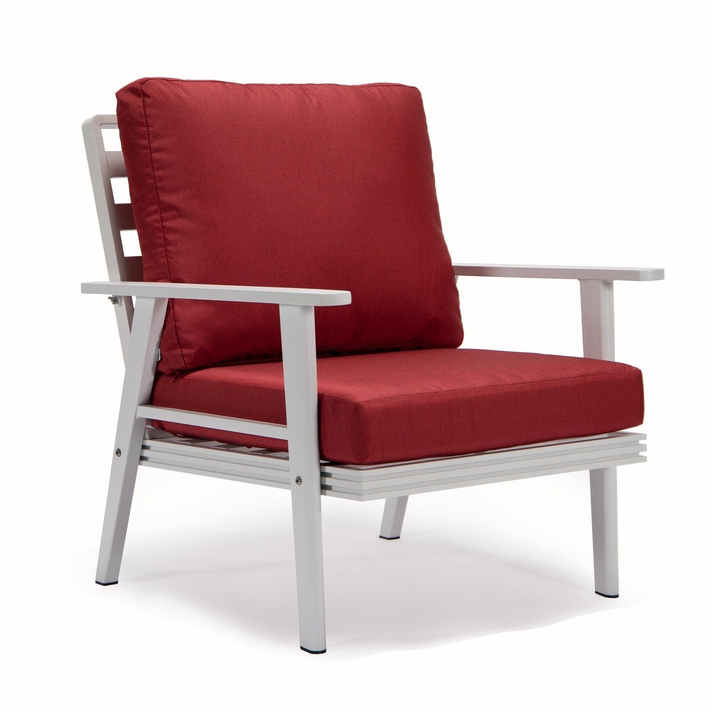 Walbrooke Modern 3-Piece Outdoor Patio Set with White Aluminum Frame and Removable Cushions Loveseat and Set of 2 Armchairs