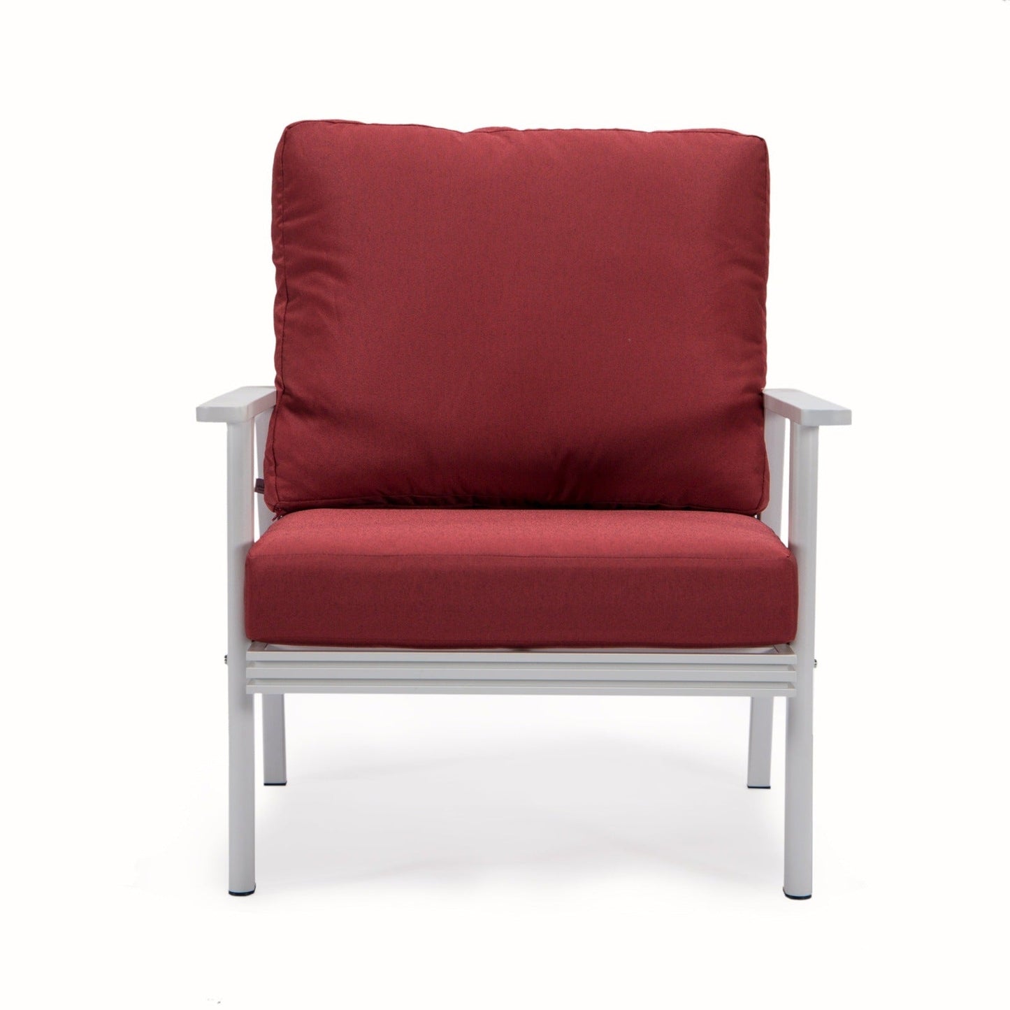 Walbrooke Modern 3-Piece Outdoor Patio Set with White Aluminum Frame and Removable Cushions Loveseat and Set of 2 Armchairs