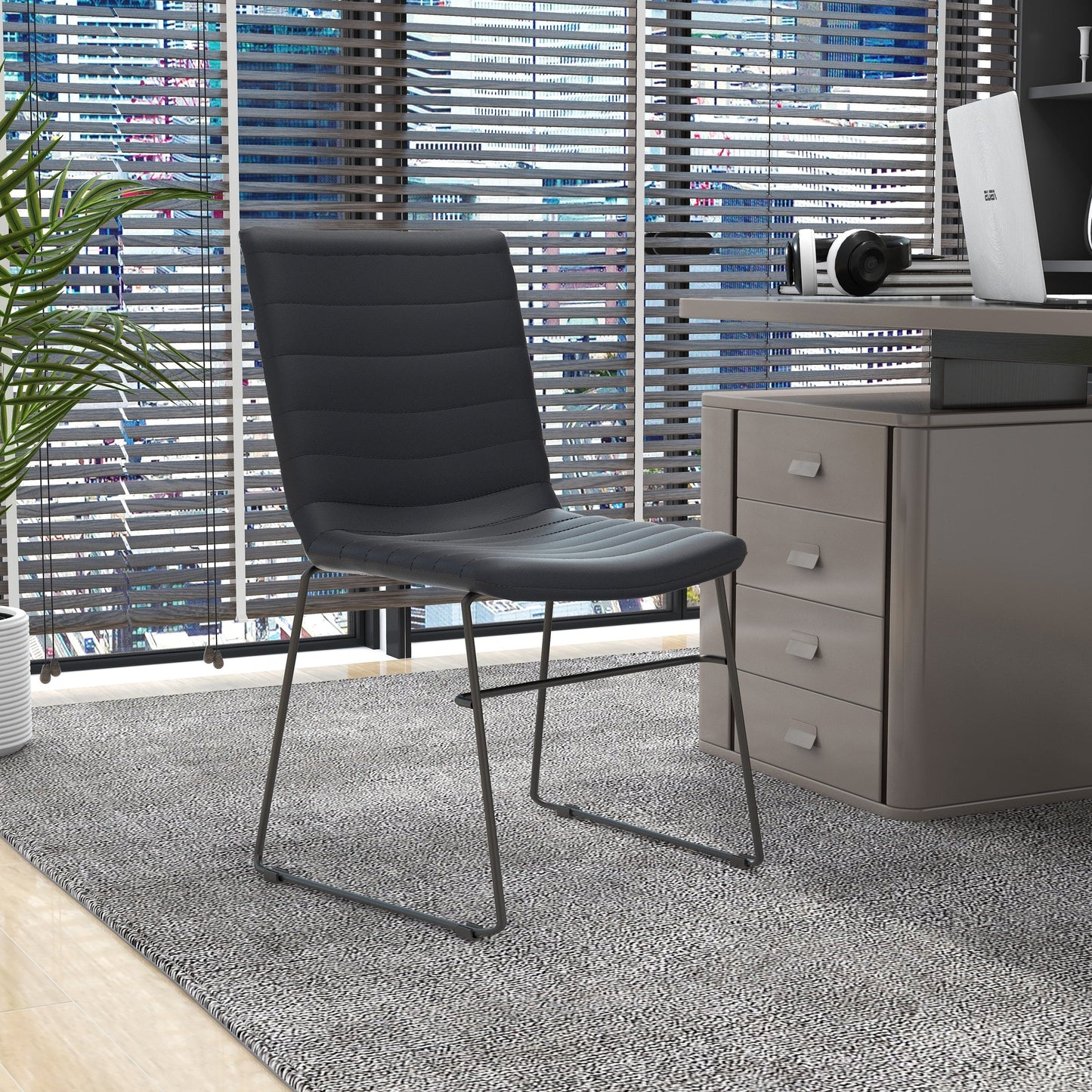 Zylar Leather/Polyester Office Guest Chair with Powder-Coated Stainless Steel Base