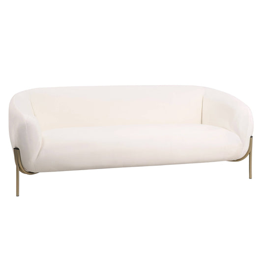 Zuno Modern Three-Seater Velvet Sofa with Gold Iron Legs