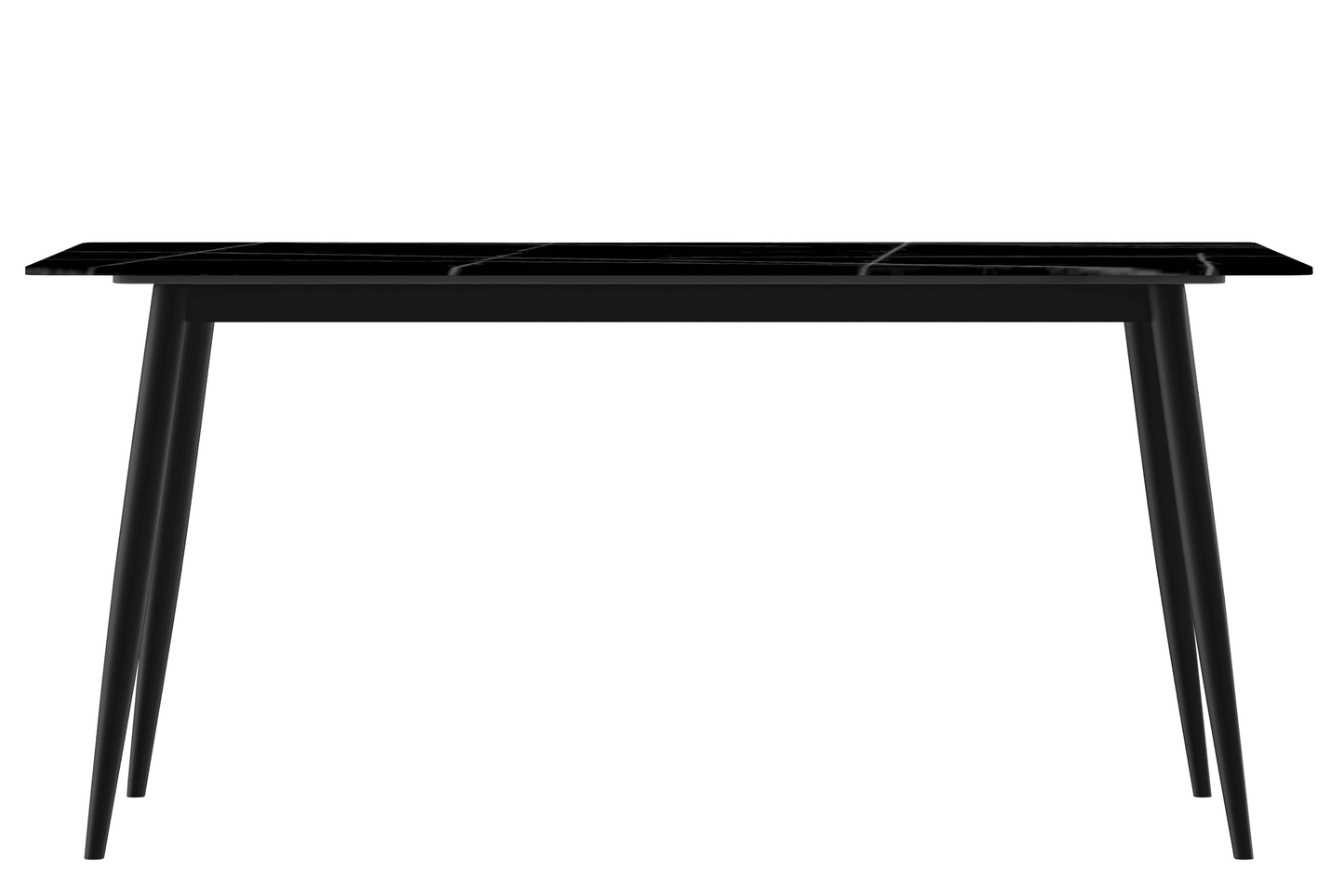 Zayle Modern Dining Table with a Rectangular Glass/Stone Tabletop in Steel